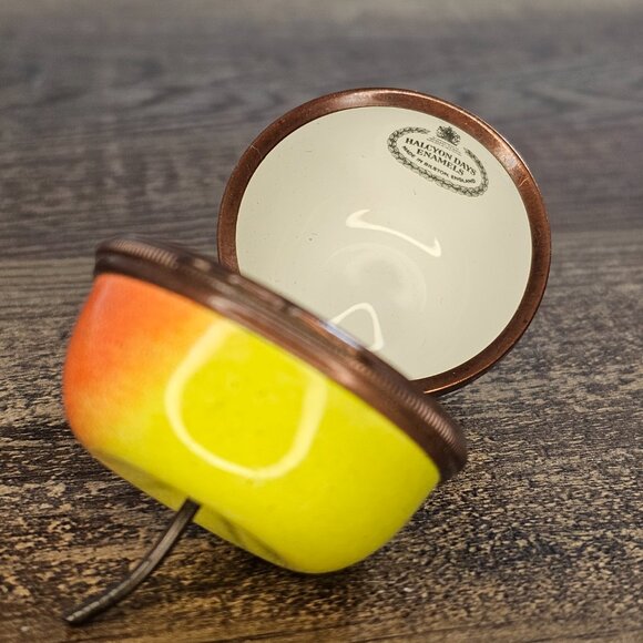RARE! Set of 4 Halcyon Days Vintage Enamel Bonbonnieres Orange Apple Lemon Pear - Picture 8 of 10